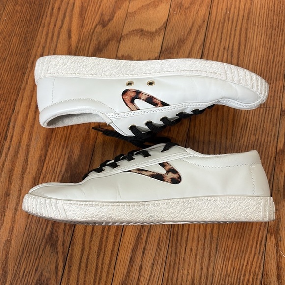 Anthropologie Tretorn Nylite Plus Sneaker Leather Shoe White Women's 9M leopard - Picture 6 of 10